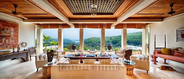 A view of River Aghanashini at the far end, from the common seating area