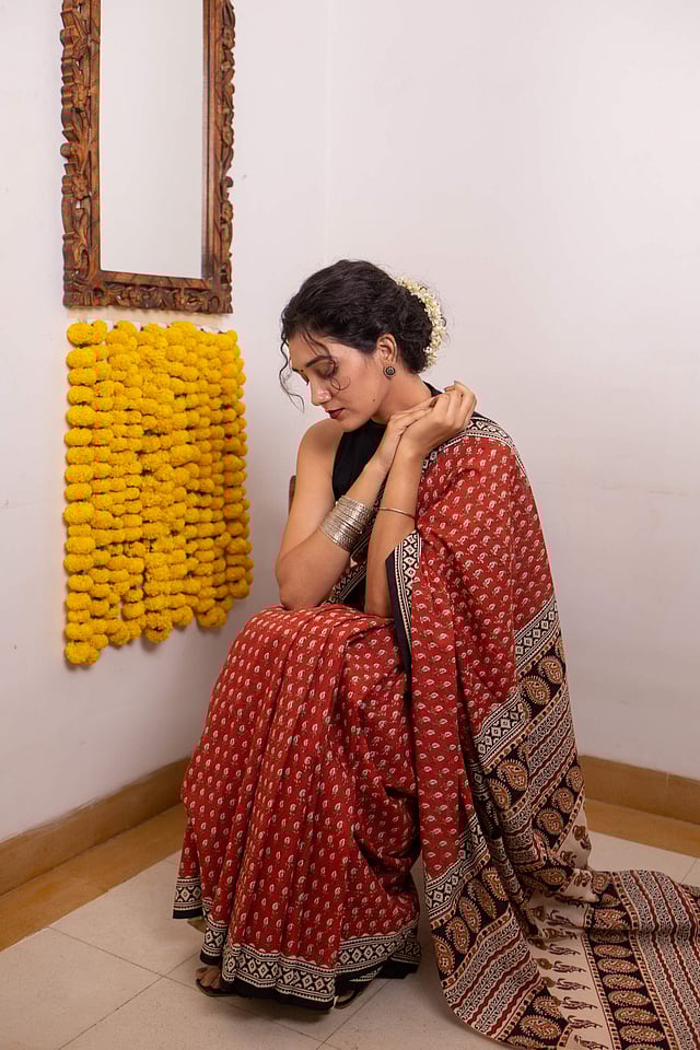 Handblock printed sari from Moora