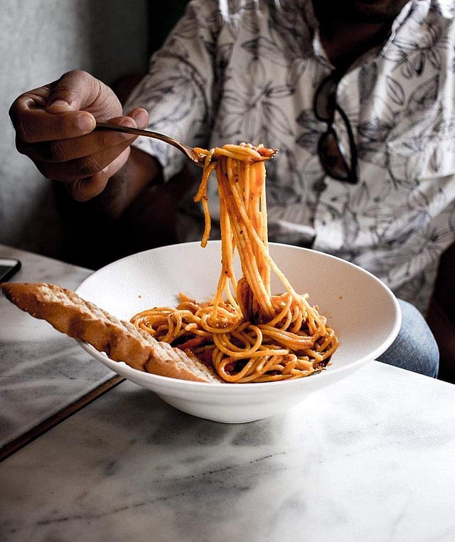 <strong>Whole wheat Spaghetti Served with Homemade Tomato Ragout</strong>