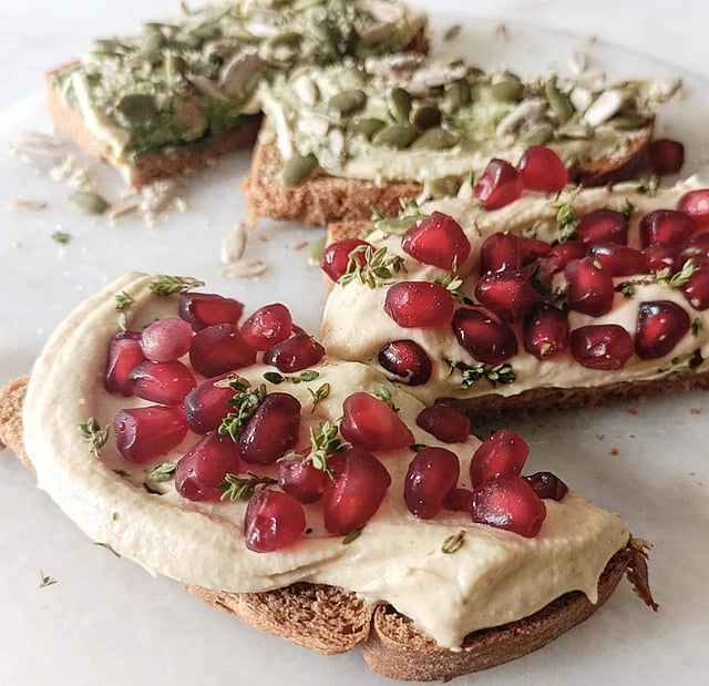 <strong>Hummus on Toast from Lucky Vegan</strong>