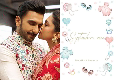 In frame: Ranveer Singh and Deepika Padukone (L), Baby announcement post (R)