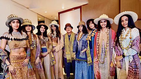 Designer Edric Ong with the models during the Chennai showcase