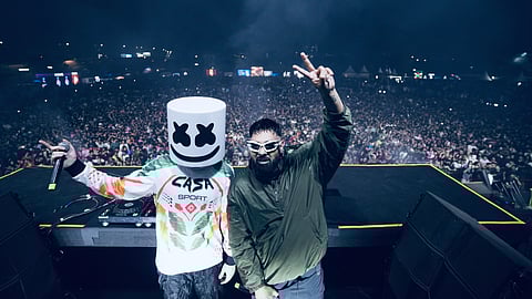 Marshmello performs with Badshah in Mumbai