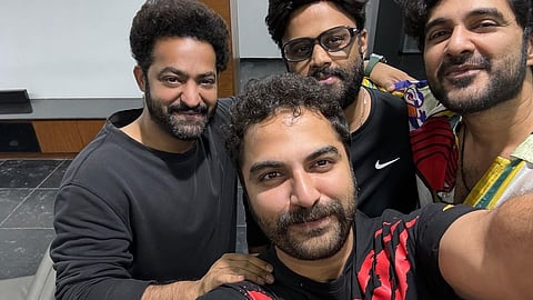 In frame: Jr NTR with Vishwak Sen, Naga Vamsi and Siddhu