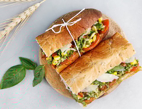 Brocolli, Corn & Basil Pesto Sandwich