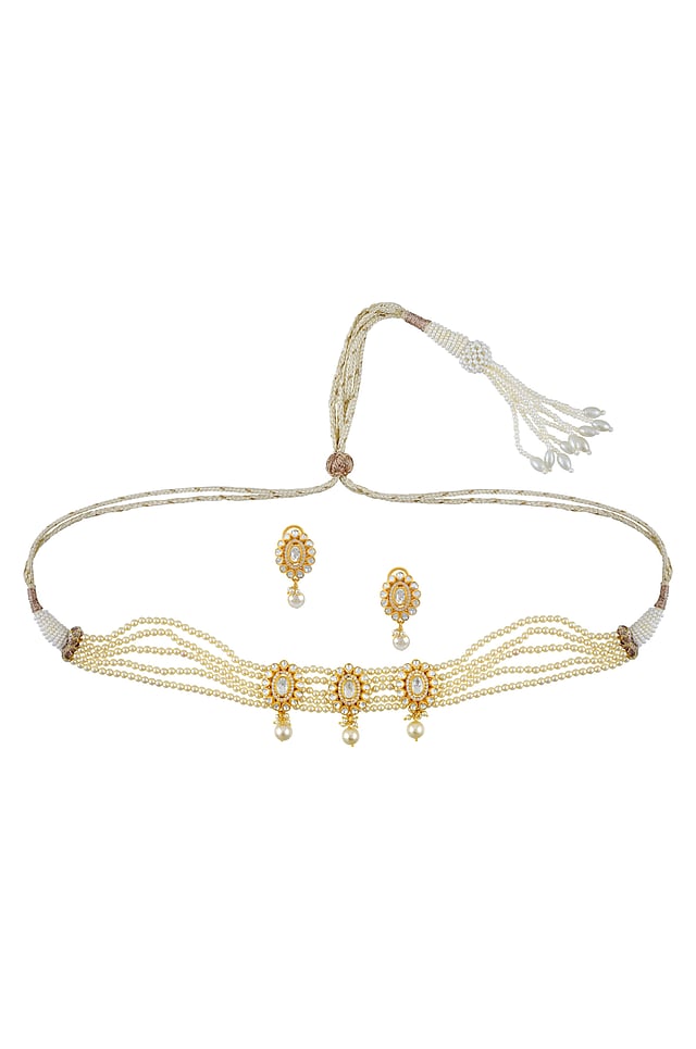 Tribe Amrapali - Gold Plated Silver Prananya Chokerr Necklace Set  