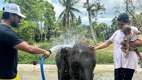Ram Charan vacations in Thailand with family; visits an elephant rescue camp in Samui