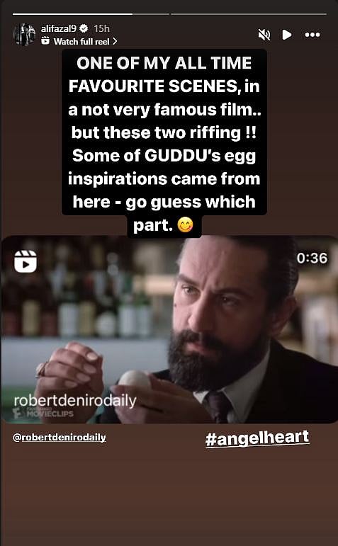 The Instagram Story shared by Ali Fazal