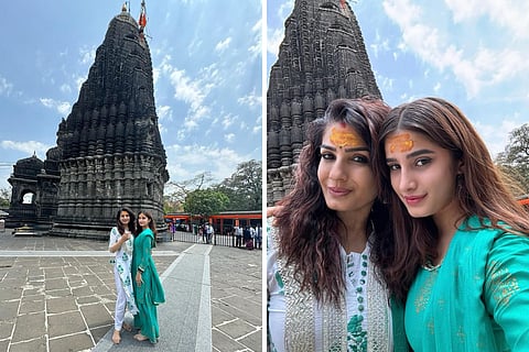 [SEE PICS] Raveena Tandon visits Trimbakeshwar Shiva temple with daughter Rasha Thadani