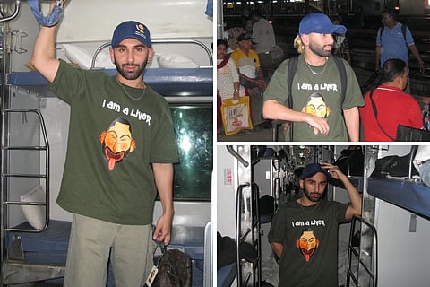 Orry poses inside a train to Kodaikanal