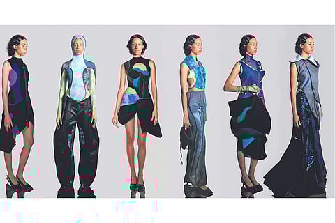 Six looks from Avantika Malhotra's  Whispers in the Current collection, which won several awards in the Recycled/Sustainable Fashion category