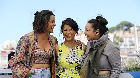 Shahana Goswami with  Sandhya Suri and Sunita Rajwar at Cannes 