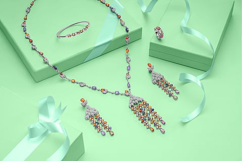 Platinum Evara Multi Sapphire Collection at Vummidi Bangaru Jewellers (VBJ)