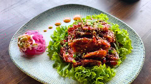 Honey chilli lotus stem