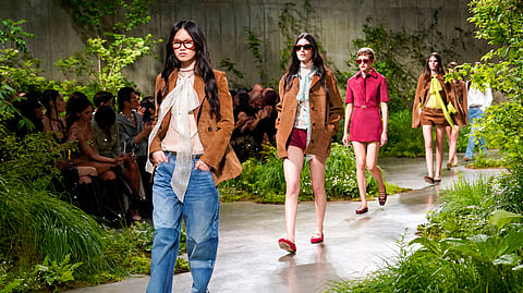 In frame: Models showcase outfits for the Gucci Cruise fashion show in London