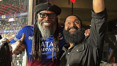 In frame: Rishab Shetty and Chris Gayle