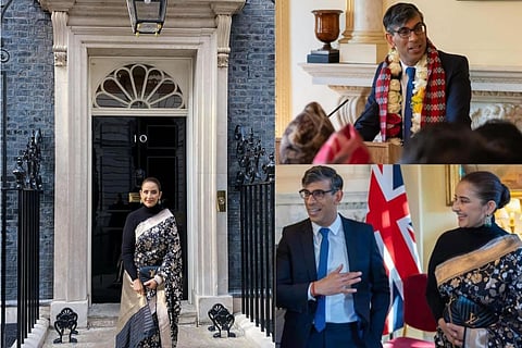 Akshata Murty advocates sustainable fashion, re-wears silk sari from Diwali celebration for the Neasden Temple visit with UK PM Rishi Sunak