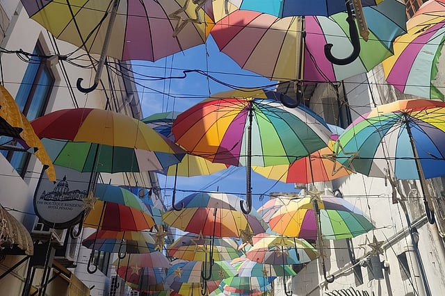 In Frame: The floating umbrellas in Market Street, Penang, Malaysia