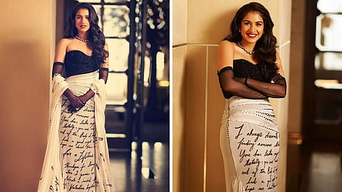 Radhika Merchant's printed gown from the pre-wedding festivity featured excerpts from her 'love letters' to Anant Ambani
