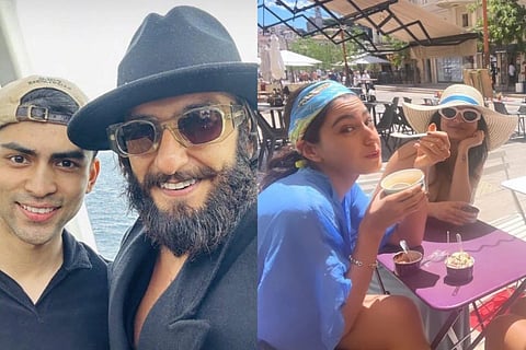 In frame: Anant and Radhika (L); Ranveer Singh with Orry (R)