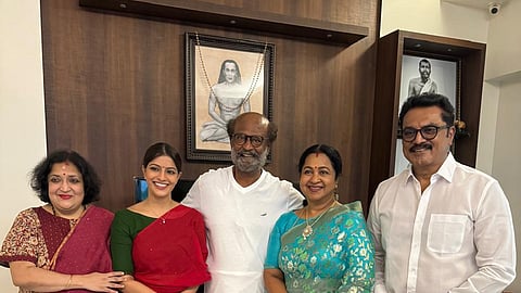 In frame: Varalaxmi and family with Rajinikanth and Latha