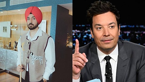 In frame: Diljit Dosanjh (L);  Jimmy Fallon (R)