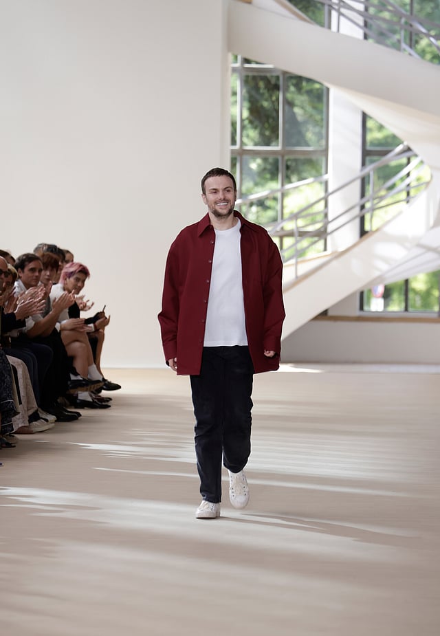 Sabato De Sarno at the exit bow of the show