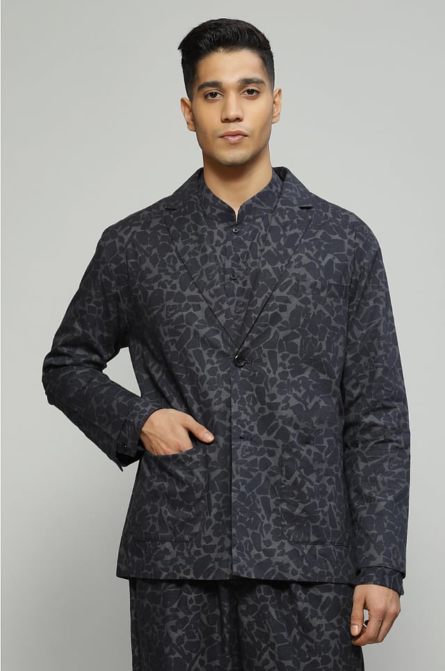 Terrazzo Print Jacket Black - Abraham & Thakore 
