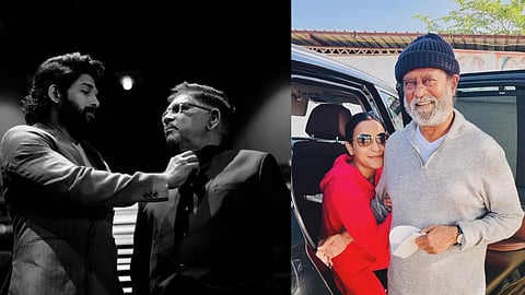 In frame: Allu Arjun with Allu Aravind (L); Rajinikanth and Aishwarya