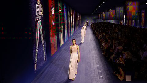 A model wears a creation for the Dior Haute Couture Fall-Winter 2024-2025 collection 