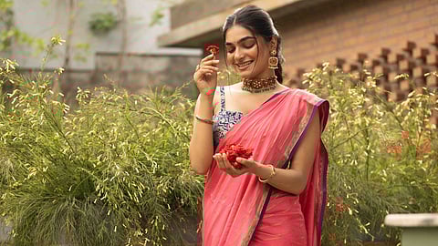 One of the saris from the collection