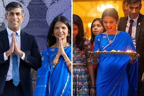 Akshata Murty advocates sustainable fashion, re-wears silk sari from Diwali celebration for the Neasden Temple visit with UK PM Rishi Sunak