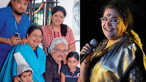 In frame: Jani Chacko Uthup with family (L); Usha (R)