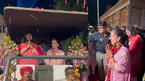 Anant Ambani and Radhika Merchant reach  Jamnagar, receive a warm welcome 