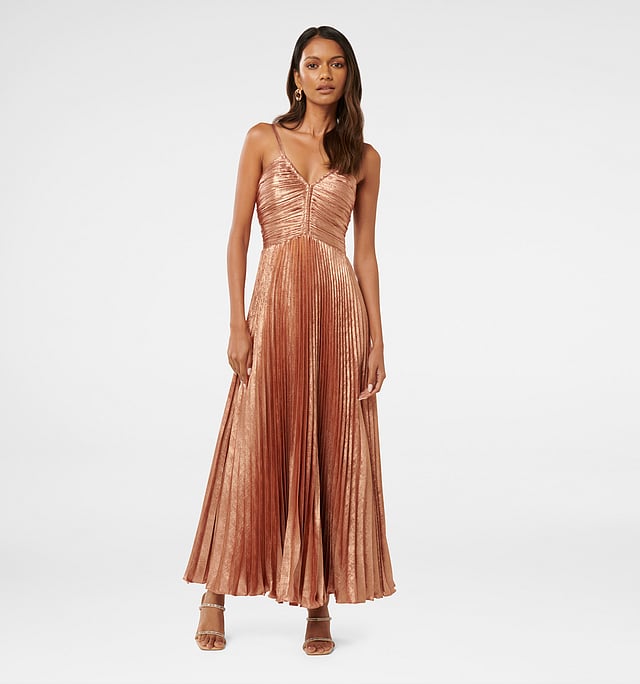 Jayden Petite Metallic Pleated Maxi Dress from Forever New