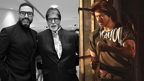 In frame: Amitabh Bachchan and Abhishek Bachchan (L); Shah Rukh Khan (R)