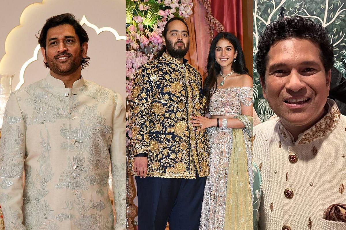 In Pics: Cricket Legends MS Dhoni and Sachin Tendulkar Shine at  Anant-Radhika's Wedding, image size:1200x675