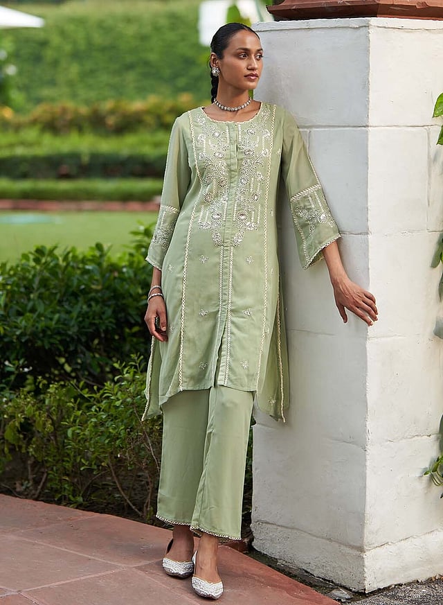 Lakshita Green Sequined Kurta Set