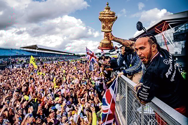 Lewis Hamilton with his trophy