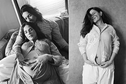 Richa Chadha, Ali Fazal (L); Their newborn baby