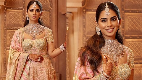 Isha Ambani steals the show at the Ambani wedding with her custom-made diamond necklace