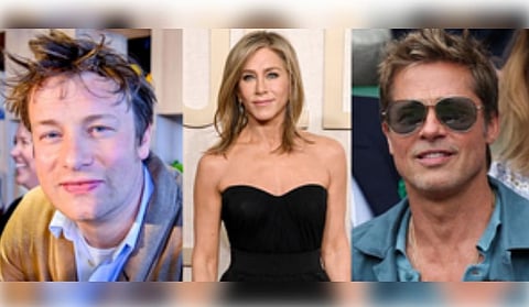Jamie Oliver, Jennifer Aniston and Brad Pitt