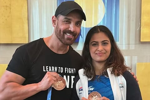 John Abraham meets Manu Bhaker, says the double bronze medallist has made the nation proud