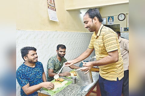 Patrons being served in the mess.