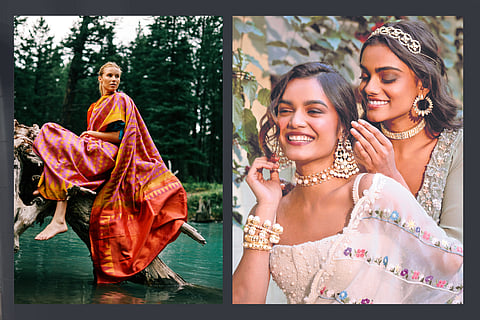 Palam Silks; (right) Isharya