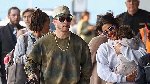 Nick Jonas, Priyanka Chopra with Malti Marie Chopra Jonas