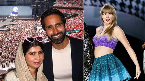 Malala Yousafzai and Asser Malik (L); Taylor Swift (R)