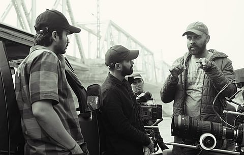 Director Desai (right) in a BTS still from the shoot