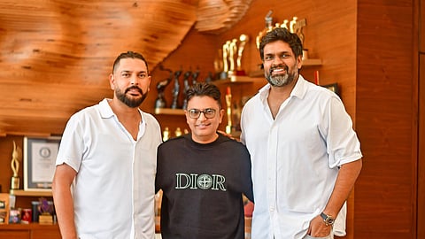In frame: Yuvraj Singh, Bhushan Kumar and Ravi Bhagchandka