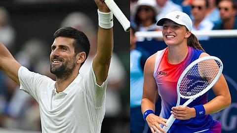 Novak Djokovic (L),  Iga Swiatek (R)